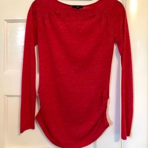 Long sleeve red ruched T-shirt